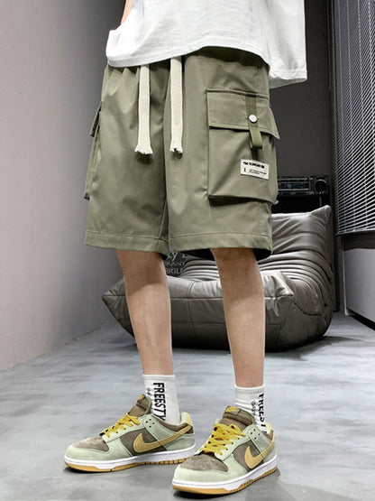 Men's Plus Size Casual Cargo Shorts with Drawstring