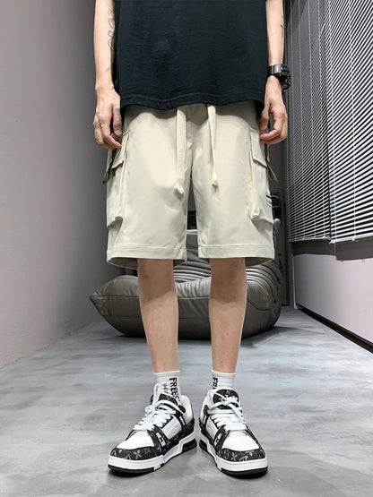 Men's Plus Size Casual Cargo Shorts with Drawstring