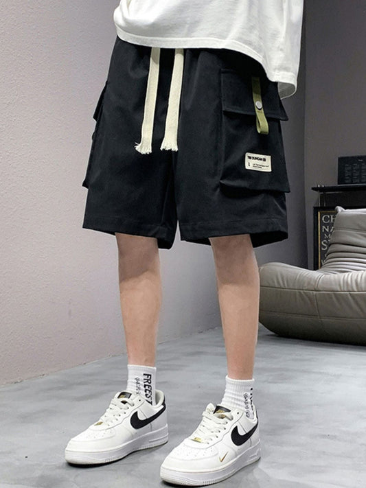 Men's Plus Size Casual Cargo Shorts with Drawstring